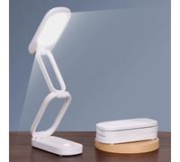 Frog department store Foldable LED Desk Lamp, Rechargeable Battery Operated Portable Light with 3 Brightness Levels, 180° Adjustable Eye-Caring Mini Lamp for Home Office, Reading & Travel (White)