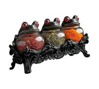 Frog Design Container - Sturdy Salt Pepper Organization Canister, Apothecary Jar With Lids, Moisture Proof Spices Holder | Animal Shaped Condiment Shaker For Kitchen Pantry Cabinet Counter Food
