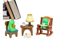Frog Desk Statue - Mini Resin Frog Figurine, Cute Sitting Decor | Decorative in Rocking Chair for Desk, Bookshelf, Home Display, Funny Animal Collectible Gift Idea
