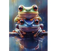 Frog Diamond Painting Kit with Complete Set of Diamond Art Accessories, 5D DIY Full Drill Embroidery Kit, Animal Diamante Gems Canvas Wall Art Crafts for Adults, Room Decor Gifts 20x28in ZSH07725
