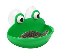 Frog Dish Holder - Moss Green Vessel, Glass Mounted Perch, Vertical Water Cup | Suctioning Reptile Tray, Animal Feeding Rack for Tropical Terrarium Furniture Small Climbing Toads Soak Environment
