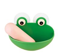 Frog Dish Soap Travel Soap 1PC Cute Frog Soap Dish Holder Silicone Portable Soap Dish Wall Suction Sponge Soap Drain Rack Bathroom Organizer Kit For Shower,Kitchen,Counter Top