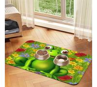Frog Dog Food Mats for Floors, 12x18 Inch Non-Slip Super Absorbent Pet Food Mat, Dishwasher Dog Mat for Food and Water, Cute Rubber Quick Dry Pet Feeding Mat for Dogs Puppy Cats