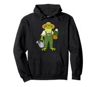 Frog Dressed As A Gardener Funny Frog Lover Gardening Pullover Hoodie