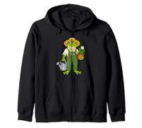 Frog Dressed As A Gardener Funny Frog Lover Gardening Zip Hoodie
