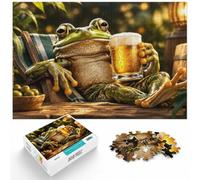 Frog Drinking Beer Mug Jigsaw Puzzle 1000pcs (52x38cm) | For holiday downtime at home, this adult jigsaw puzzle with 1000 pieces fits long December evenings.