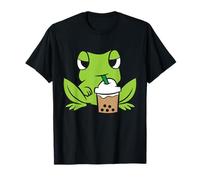 Frog Drinking Bubble Tea Kawaii Frog T-Shirt