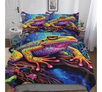 Frog Duvet Cover Set 3D Bedding Set Microfiber Comforter Cover 3pcs with Pillow Shams, Soft Quilt Covers for Kids Adult King(220x240cm)