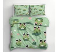 Frog Duvet Cover Single Bedding Sets, Cute Cartoon Kawaii Frogs Pattern, Reversible Design Kids Boys Girls Bedroom DecorBed Quilt Cover with 1 Pillowcase, Microfiber, Zip - SMK30556
