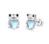 Frog Earrings 925 Sterling Silver Moonstone Stud Earrings Animal Earrings Frog Jewellery Gift for Women Girls Kids