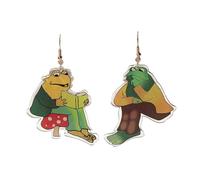 Frog Earrings,Cute Funky Green Frog Earrings For Women,Asymmetrical Think Animal Book Fun Creative Dangle Drop Earring for Women Accessories Charms