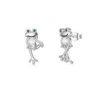 Frog Earrings for Women 925 Sterling Silver Green Frog Stud Earrings Cute Animal Jewellery Gifts Birthday Mothers Day Gifts for Mum Girls Friends