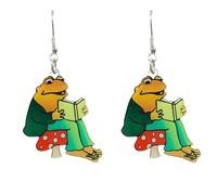 Frog Earrings For Women, Asymmetrical Think Animal Book Fun Unique Creative Animal Dangling Trendy Halloween Acrylic Gift Jewelry, Acrylic, No Gemstone