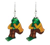 Frog Earrings For Women, Asymmetrical Think Animal Book Fun Unique Creative Animal Dangling Trendy Halloween Acrylic Gift Jewelry, Acrylic, No Gemstone