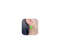 Frog Earrings For Women Funny Green Frogs 3D Animal Stud Jewelry Gifts Accessories Cute Cartoon Design, Metal, No Gemstone
