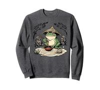 Frog Eating Kawaii Neko Japanese Noodles Anime Samurai hat Sweatshirt