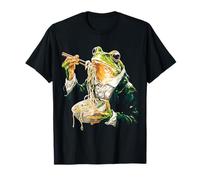 Frog Eating Noodles Portrait Animal Motif Art Frog T-Shirt