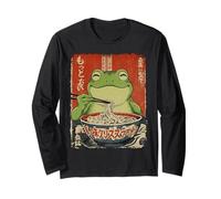 Frog Eating Ramen Noodles Ukiyo-e Cute Long Sleeve T-Shirt