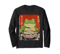 Frog Eating Ramen Noodles Ukiyo-e Cute Long Sleeve T-Shirt
