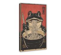Frog Eating Ramen Poster Canvas Poster Wall Art Decor Print Picture Paintings for Living Room Bedroom Decoration 16x24inch(40x60cm)