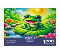Frog Educational Game Challenge 1000 Piece Puzzle for Adults -Frog Lily Pad Sunny Vibrant Joyful Decompression Fun Present for Home70x50cm/1000pcs