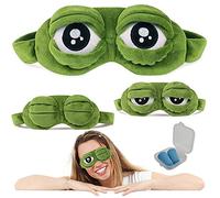 Frog Eye Mask, Cartoon Fluff Blindfold Cute Sleep Eyeshade Frog 3D Eye Cover Green 1pcs