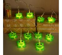 Frog Fairy Lights 2M - Micro Fairy Hanging Lights Length 10 LEDs Green Frog String Light Warm White Battery Operated Fairy Light Led for Bedroom, Patio, Garden, Spring Easter Decorations (Green Frog)