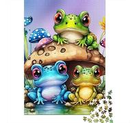 Frog Family1000 Piece Cardboard Mushroom Jigsaw Puzzle Multi Pack Adult Couple Partners Challenging Puzzle Stress Relief Home Decoration 70x50cm/1000pcs