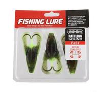 Frog Fishing Lure 3pcs Set with Sound Beads and Legs Creating Water Kick, Flexible TPE Artificial Baits for Bass and Black Fish Fishing (blue red)
