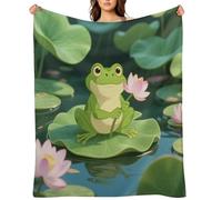 Frog Flannel Fleece Throw Blanket Soft Cozy Throws for Couch Sofa Bed Farmhouse Blanket Comfort Decorative Travel Blankets Lightweight All Season 40"x50"