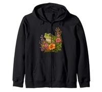 Frog Flower Floral Cute Frog Lover Zip Hoodie