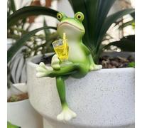 Frog Flower Pot Hanger Ornament, Funny Drinking Frog Plant Pot Hanging Decoration, Cute Resin Climbing Frog Hugger Figurines, Garden Outdoor Waterproof Statue Decor for Home Balcony, Patio,Yard, Lawn