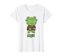 Frog Frankenstein Bruh Halloween Value Graphic T-Shirt, Women, White, S