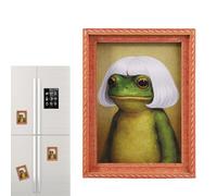 Frog Fridge Magnet - Small Vintage Cute Wooden Home Decoration - Framed Retro Frog Art Magnet for Birthday Party Carnival Halloween Office Kitchen