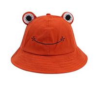 Frog Furry Bucket Hat Cute Warm Plush Fisherman Hat Animal Wide Brim Woolen Fedora Hats Autumn Winter Keep Warm Foldable Bucket Sun Outdoor Indoor Activities Orange One Size