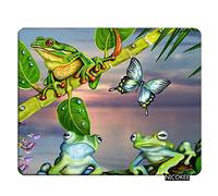 Frog Gaming Mousepad Cartoon Butterfly Frog Green Leaves Mouse Pad Mouse Mat for Computer Desk Laptop Office 11.8" x 9.8" Non-Slip Rubber