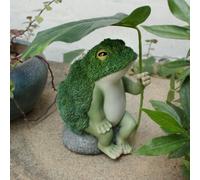 Frog Garden Decor, Resin Broccoli Frogs Garden Statues Holding Leaf Umbrella Sculpture for Indoor Outdoor Use