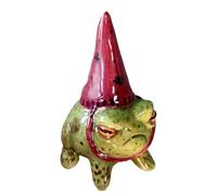 Frog Garden Decor - Witch Hat Little Frog Resin Statue, Outdoor Yard Art Sculpture, Hand-Painted Bonsai Ornament for Miniature Gardens