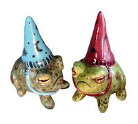 Frog Garden Decor - Witch Hat Little Frog Resin Statue, Outdoor Yard Art Sculpture, Hand-Painted Bonsai Ornament for Miniature Gardens