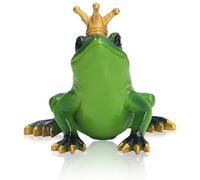 Frog Garden Statue, Mini Frog Crown Prince Figurines Resin Frog Statue with Crown Desktop Ornament for Home Office Garden