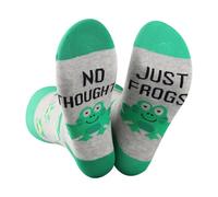 Frog Gift No Thoughts Just Frog Novetly Socks for Frog Lovers Amphibian Meme Nature Lovers Gift (UK, Alpha, One Size, Regular, Regular, JUST FROGS)