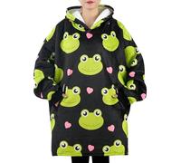 Frog Gifts for Women, Wearable Fleece Frog Blanket Hoodie, Super Soft Warm Cozy with Giant Pocket - One Size Fits Most, Multicolor, One size