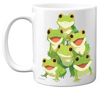 Frog Gifts - Pyramid of Animals - Happy Birthday Gifts Frog Mother's Day Presents, Gift Father's Day, 11oz Ceramic Dishwasher Safe Premium Mugs
