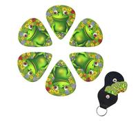 frog Guitar Picks 6 Pack 3 Different Thickness Celluloid Guitar Plectrums with Guitar Pick Holder Personalized Guitar Pick for Acoustic Guitar, Electric Guitar, Bass, Ukulele
