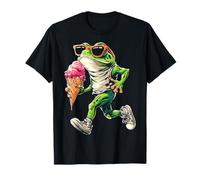 Frog Holds Icecream Sunglass Fun Animal Graphic Frog T-Shirt