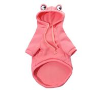 Frog Hoodie for Dogs and Cats Polyester Fleece Pink Pet Jumper with Hood and 3D Frog Eyes, Size L, Pink, for Small Dogs and Cats, Autumn, Winter and Photos