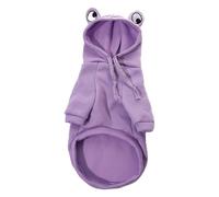 Frog Hoodie for Dogs and Cats Polyester Fleece Purple Pet Jumper with Hood and 3D Frog Eyes, Size M, Purple, for Small Dogs and Cats, Autumn, Winter and Photos