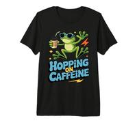 Frog Hopping On Caffeine Coffee Lover Premium T-Shirt