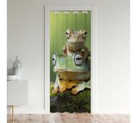 Frog House Home Decor Durable Indoor Entry 30%-50% Room Darkening Curtain Welcome 3D Cute Tropical Frogs Curtain Green Nature Soft Carpet Livingroom Laundry 106x203cm 1 Panel