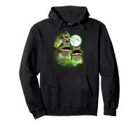 Frog howling at the moon green tie dye 3 frogs howling Pullover Hoodie